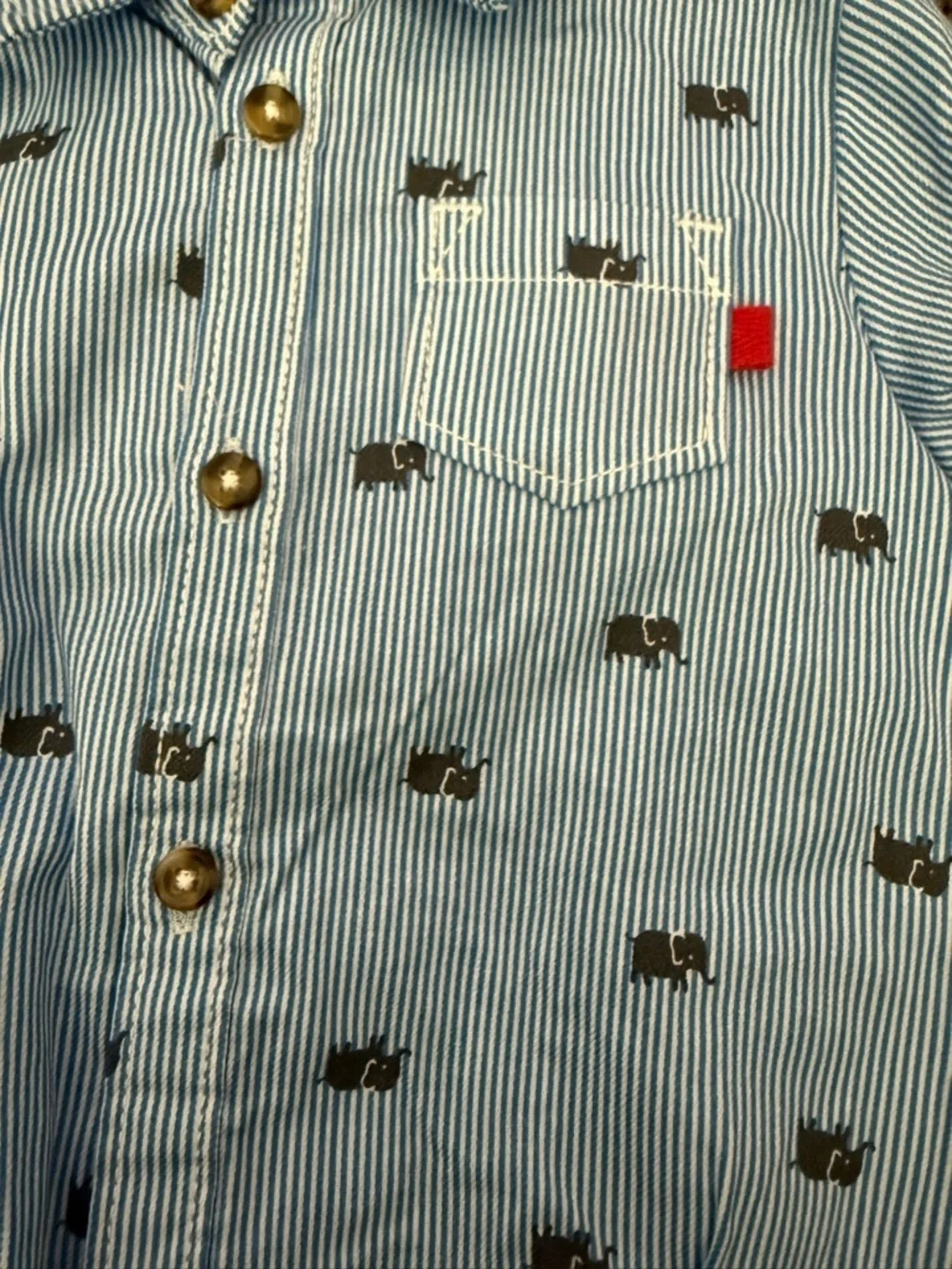 Carter's Blue Striped Elephant Shirt with Grey Blue Pants Set 9 months Nwt
